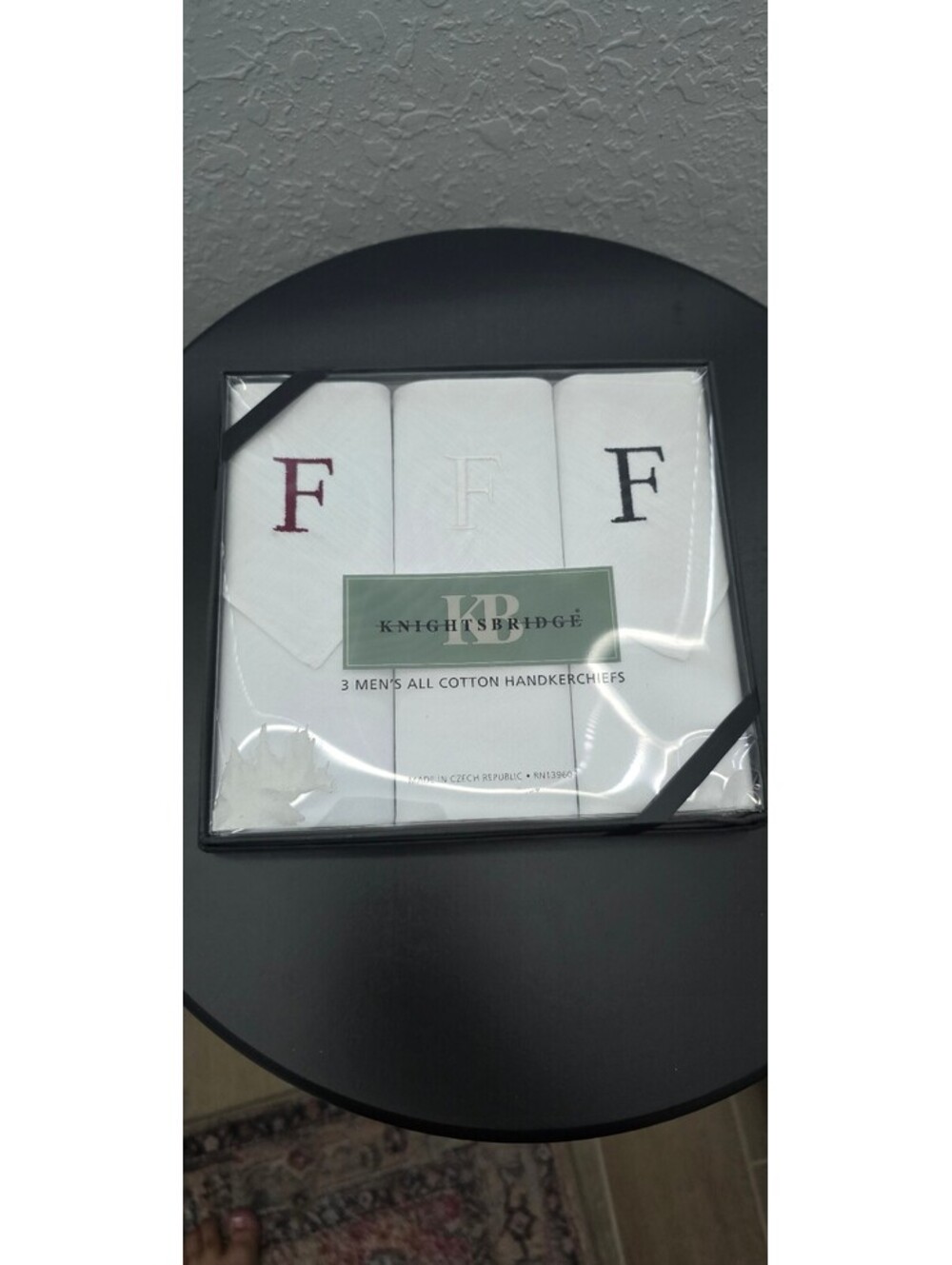 Knightsbridge Set of 3 Men's All Cotton Handkerchiefs with Monogrammed Initials